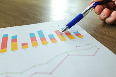 Yellow, orange and blue colors used in a bar graph to show the finace and it is easy with the financial forecast templates.